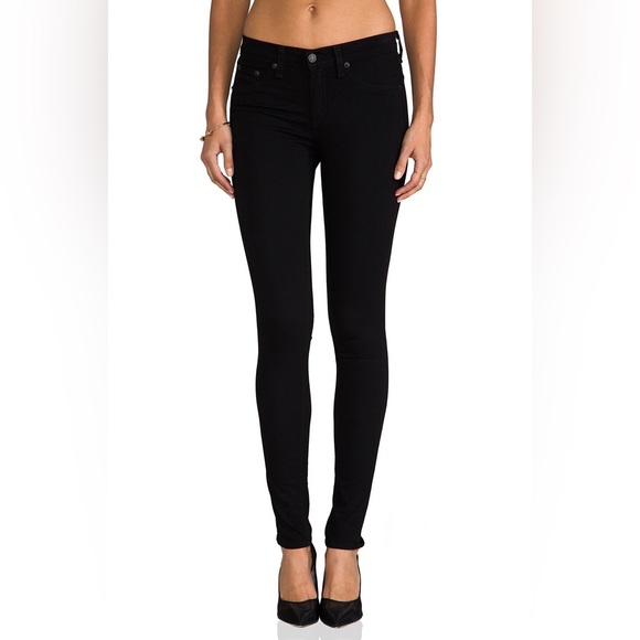 Rag & Bone “The Jegging” Low Rise Skinny Jean in “Black Plush” Woman’s Size 27 - Picture 2 of 5